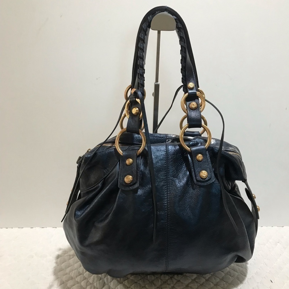 Francisco Biasia Navy blue shoulder leather bag